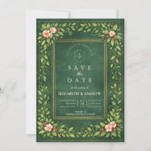 Elegante Vintage Tuinbruiloft Save The Date (Voorkant)