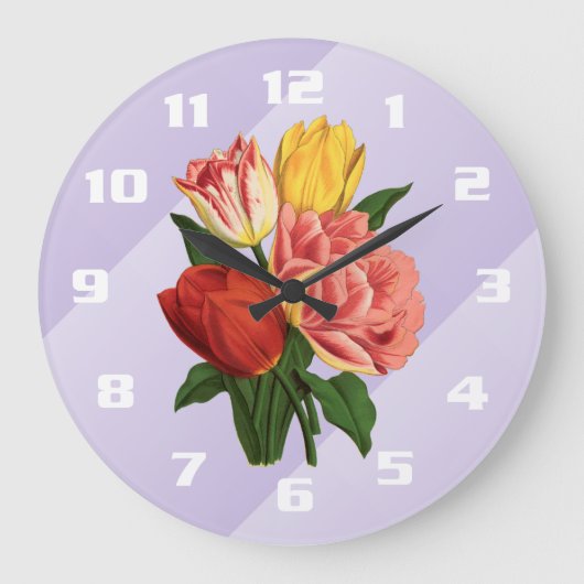 Elegante Vintage Tulpen Grote Klok (Voorkant)