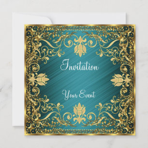 Elegante vintage turquoise antieke kleur uitnodigi kaart
