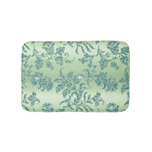 Elegante vintage turquoise bloemmotief met zilvere badmat
