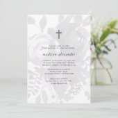 Elegante vintage uitstraling bloemendoop uitnodigi kaart (Staand voorkant)