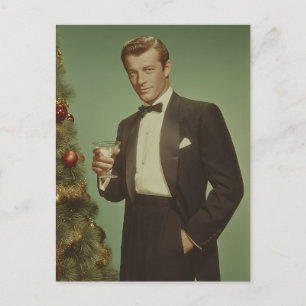 Elegante Vintage Vakantieportret Feestdagenkaart