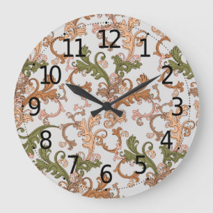Elegante Vintage Victoriaanse Boho Bladeren Achter Grote Klok