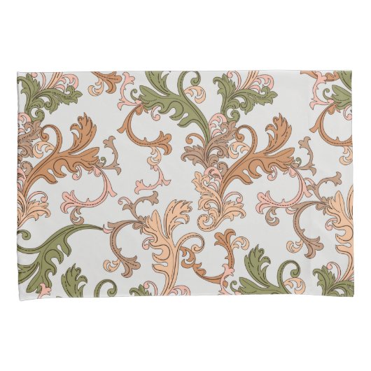 Elegante Vintage Victoriaanse Boho Bladeren Achter Kussensloop (Voorkant-Rechts)