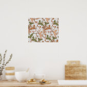 Elegante Vintage Victoriaanse Boho Bladeren Achter Poster (Keuken)