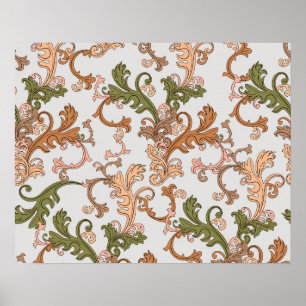 Elegante Vintage Victoriaanse Boho Bladeren Achter Poster