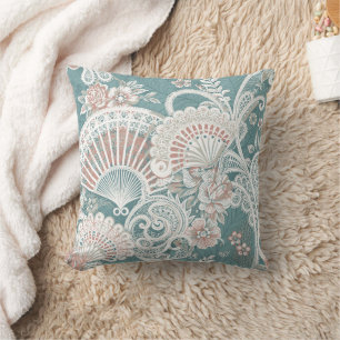 Elegante vintage Victoriaanse waaier bloemslace te Kussen