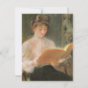 Elegante Vintage Vrouw Leest Teodor Axentowicz Briefkaart