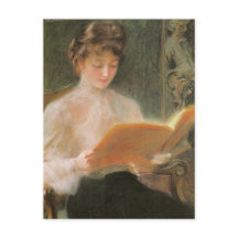 Elegante Vintage Vrouw Leest Teodor Axentowicz