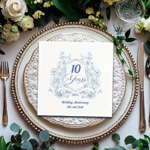 Elegante Vintage Wapenschild 10e Huwelijksverjaard Servet