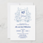 Elegante Vintage Wapenschild 40ste Huwelijksverjaa Kaart (Voorkant)