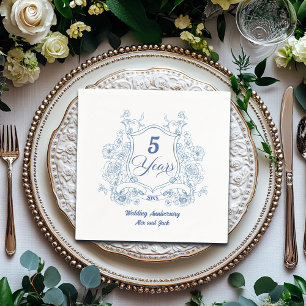 Elegante Vintage Wapenschild 5e Huwelijksverjaarda Servet