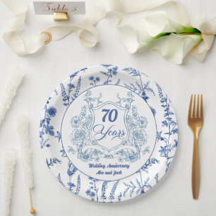 Elegante Vintage Wapenschild 70e Huwelijksjubileum Papieren Bordje