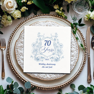 Elegante Vintage Wapenschild 70ste Huwelijksverjaa Servet