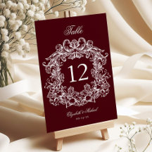 Elegante Vintage Wapenschild Burgundy Trouwdag