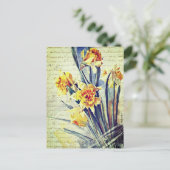 Elegante vintage watercolor kunst gele narcissen briefkaart (Staand voorkant)