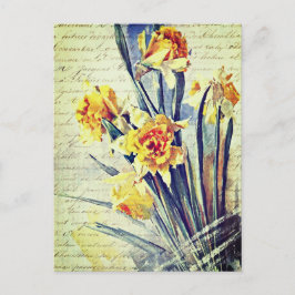 Elegante vintage watercolor kunst gele narcissen briefkaart