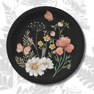Elegante Vintage Waterverf Bloemig Papieren Bordje
