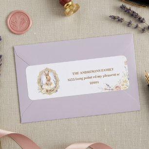 Elegante vintage waterverf konijn  etiket
