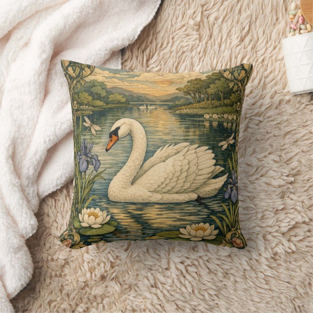 Elegante vintage waterverf schildering van witte z kussen (Deken)
