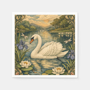 Elegante vintage waterverf schildering van witte z servet