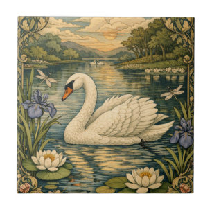 Elegante vintage waterverf schildering van witte z tegeltje