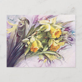 Elegante Vintage Waterverftekenkunst Gele Narcisse Briefkaart
