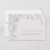 Elegante Vintage 'Wees mijn bruidsman' uitnodiging (Voorkant)