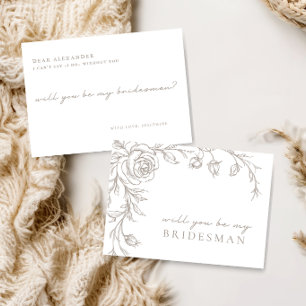 Elegante Vintage 'Wees mijn bruidsman' uitnodiging