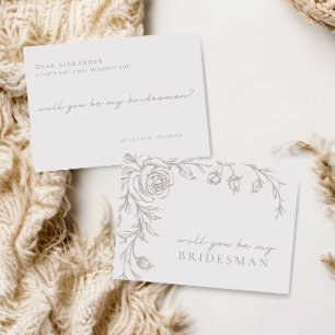 Elegante Vintage 'Wees mijn bruidsman' uitnodiging