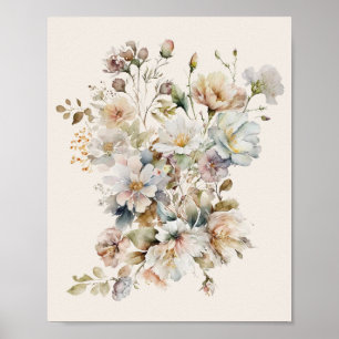 Elegante Vintage Wilde Bloem Kunstwerk Poster
