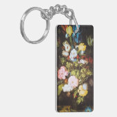 Elegante Vintage Wilde Bloem Kunstwerken Sleutelhanger (Voorkant Links)