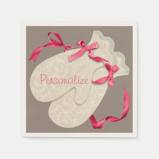 Elegante vintage winter handschoenen met lint kant servet (Voorkant)