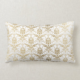 Elegante vintage witgouden chic bloemendamasker kussen
