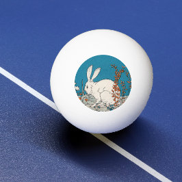 Elegante Vintage Witte Konijn Bloemen Pingpongbal