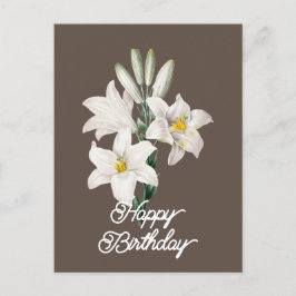 Elegante Vintage Witte Lelie Bloem Gelukkige Verja Briefkaart
