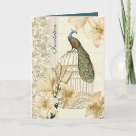 elegante vintage witte lelie bloemrijke pauw trouw