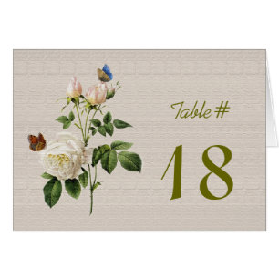 Elegante vintage witte roos bloemen tafelnummer