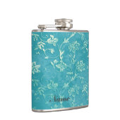 Elegante vintage zacht bloemmotief klantnaam heupfles (Rechts)