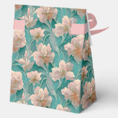 Elegante vintage zachte bloemige roze en blauwe bedankdoosjes (Achterkant)