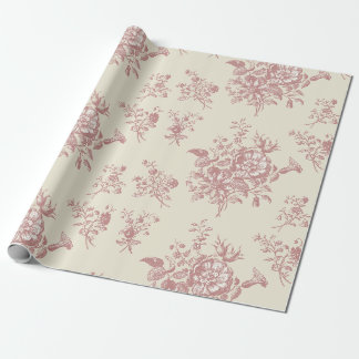 Elegante vintage zachte roze bloemen op beige cadeaupapier