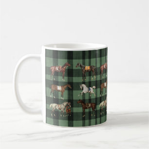 Elegante Vintage Zadels Paarden Groen Schotland Koffiemok