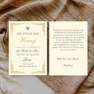 Elegante Vintage Ze Vond Haar Honey Bruiloftsfeest Bedankkaart