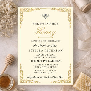 Elegante Vintage Ze Vond Haar Honey Bruiloftsfeest Kaart