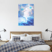 Elegante Vintage Zeepaard Blauw Oceaan Golven Canvas Afdruk (Insitu (Slaapkamer))