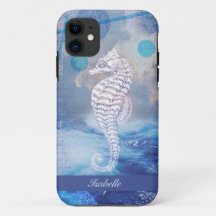 Elegante Vintage Zeepaardje Blauwe Oceaangolven Na