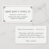 Elegante vintage zeepkaarsen bijgevoegde kaart ran (Voorkant / Achterkant)