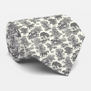 Elegante vintage zwart-wit paarden land toile stropdas