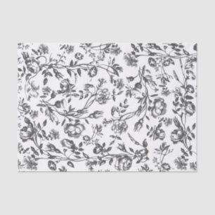 Elegante Vintage Zwart Witte Bloemen Tissuepapier