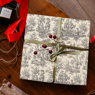 Elegante Vintage Zwart Witte Toile De Jouy Cadeaupapier
